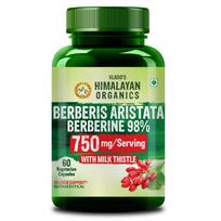 Vlado's Himalayan Organics Berberine 98% Capsules 750 Mg With Milk Thistle Herbal Metabolic Wellness Supplement 60 Count