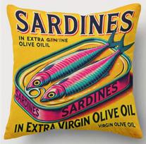 Pillowcase Sardines In Olive Oil, Printed Holiday Theme Cushion Cover With Hidden Zipper Sofa Living Room Office Home Decoration Peach skin 18*18(CM)-1Pcs