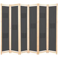 6 Panel Room Divider Gray 240 x 170 x 4 cm Fabric