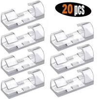 Self Adhesive Cable Management Clips Plastic Material Sticky Back Cable Organizers Transparent 20 PC Pack Wire Clips