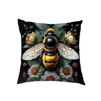 Cartoon Golden Bee And Flower Cushion Covers Dragonfly Pillowcase Sofa Bedroom Office Pillowcases Home Party Car Bedding Gift Peach skin 18*18(CM)-1Pcs