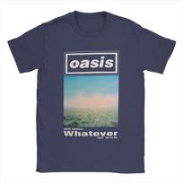 Men's T-Shirts O-Oasis Rock 90's Band Vintage 100% Cotton Tee Shirt Short Sleeve British Music Albums T Shirts Crewneck Clothing S tamsiai mėlyna spalva