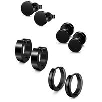 Black Color Cartilage Helix Dangle Drop Stud Round Hoop Earrings Tragus Earrings Piercing Ear Studs