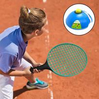 Children Tennis Rackets Practice Equipment Solo Trainer with Base and Ball for Beach žalia