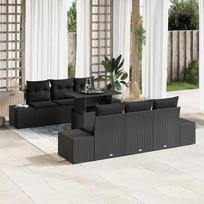 Garden Sofa Set with Cushions 7 pcs Black