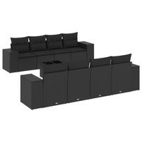 9 piece Garden Sofa Set with Cushions Black Poly Rattan