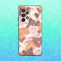 Cute Cartoon Piggy Phone Case For Samsung S25,S24,S23,S22,S21,S20,S10,Ultra,Plus,Lite,FE,Soft Silicone Black Cover Samsung S22plus5G