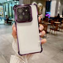Airbag suitable for Xiaomi Mi 17pro anti-drop mobile phone case four corners electroplated Redmi 10 all-inclusive note14PRO protective case Xiaomi 17 violetinė