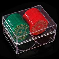 Pokerio Žetonų Stovas 2 Lizdai Akrilinė Pokerio Žetonų Dėžutė 40 Vienetų Skaidri Standartinio Dydžio Žetonų Laikymo Dėklas Pokerio Stalo Aksesuarai raudona