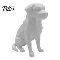 3D Printed Geometric Labrador Figurine, Modern Sitting Dog Statue, Collectible Pet Sculpture for Home Office Car Center Console Decor balta