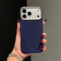 Premium Suede Leather Magnetic Case for iPhone 17 pro Max Air Luxury Plain Cover Business Shockproof Protection iPhone Air tamsiai mėlyna