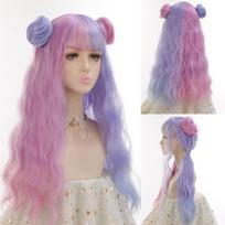 Violetinės Rožinės Lolitos Perukai Ilgi Vandens Bangų Cosplay Perukai Sintetinių Plaukų Perukai Atsparūs Karščiui Moterims