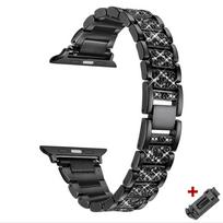 Madingas moteriškas deimantinis dirželis Apple Watch apyrankei 38mm 40mm 42mm 44mm nerūdijančio plieno apyrankė IWatch Ultra 49mm 41 45mm 9/8/7/6/5/43 38mm 40mm 41mm juoda