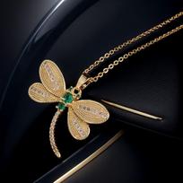 High-End Hip-Hop Dragonfly Necklace Female Zircon Micro-Inlaid Gold-Plated Cold Wind Exquisite Insect Collarbone Chain Accessories