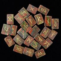 Crocon Clear Quartz Rectangle Shape Gemstone Runes With Elder Futhark Alphabet Engraved 25 Pcs Set| With Pouch | Size: 20-25mm