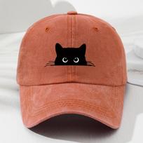 Black cat printed baseball cap retro men's and women's fashionable outdoor hat with adjustable eaves suitable for sports fishing Adjustable oranžinė