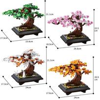 MOC Bonsų medžio konstravimo kaladėlių rinkinys Keturių sezonų gėlių Bonsai vazoninis augalas Namų dekoracija Plyta DIY Botaniniai žaislai Dovana suaugusiems