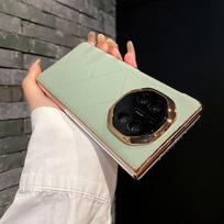 Applicable to Huawei MateX6 folding mobile phone case creative leather PU rhombus matex5 electroplated edge anti-drop protective case Huawei matex6