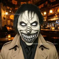 New Halloween Horror Spiral Clown Latex Mask Full Face Scary Prop Suitable for Haunted House Costumes Black-haired spiral clown