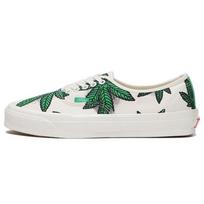 Vans Authentic Vault OG LX Canvas Leaf Print Low-Top Unisex Skate Shoes White Green VN0A4BV94JM 37