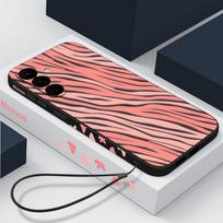 Zebra juostelė, skirta Samsung S24 S22 Ultra Plus S23 S21 S20 Fe A54 A53 A52 A34 A14 A13 5g A51 A32 4g TPU Dažytas smūgiams atsparus Leopard Print Case Cove Samsung S24 šviesiai rausvos spalvos