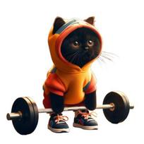 Sunkiosios atletikos katės figūrėlė, kūno rengyba Animacinis filmas Kačiukas Dervos statula Skulptūra patalpose Namų biuro knygų lentyna Darbalaukio puošmena Ornamentas Gimtadienio dovana A black