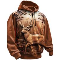 3D Spausdinta Briedžio Grafikos Hoody Vyrams Madingi Sportiniai Ilgomis Rankovėmis Hoodies Vyriški Oversized Palaidinė Drabužiai Sudaderas Streetwear S