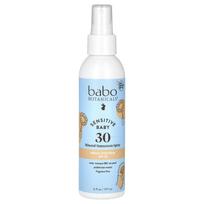 Babo Botanicals, Baby Skin Mineral Sunscreen Spray, SPF 30, Unscented, 6 fl oz (177 ml) white