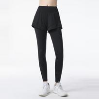Women's High Waist Anti-Exposure Two-in-One Yoga Running Pants XL juoda