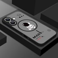 Astronautų raštas Magsafe belaidžio įkrovimo dėklui iPhone 16E 16 Pro Max 15 Pro 14 13 skaidrus matinis smūgiams atsparus minkštas kraštas magnetinis telefono dėklas iPhone 16E