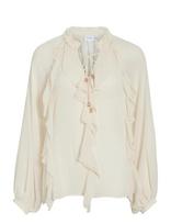 Vila - Vitiro V-Neck L/S Flounce Top/Bfs - Marškinėliai ilgomis rankovėmis - Kreminė spalva