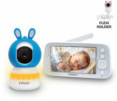 „EVOLVEO Baby Monitorius N5“, vaizdo kūdikių stebėjimo rinkinys su 360° stebėjimu, dvipusiu ryšiu ir lopšinėmis, mėlynas