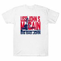 USS John S McCain Big Bad John Support Our Vets Men White Cotton T-shirt Tee M red