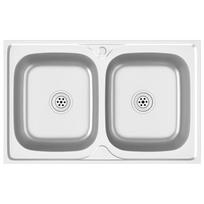 Dviguba virtuvės kriauklė Sidabrinė 800x500x155 mm Nerūdijantis plienas