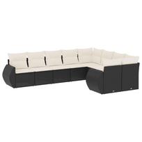 9 piece Garden Sofa Set with Cushions Black Poly Rattan
