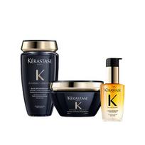 Kerastase toiletry set Black Diamond Haiyuan Care Three-piece set: 250ml Black Diamond Shampoo + 200ml Hair Mask + 30ml Camellia Essential Oil juoda