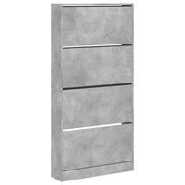 4 Door Shoe Cabinet in Concrete Grey 80 x 21 x 163.5 cm