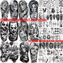 70 lapų Chicano blogiečio plėšiko gaujos nario laikinos tatuiruotės suaugusiems Džokerio tatuiruotės ilgai išliekančios vandeniui atsparios netikros tatuiruotės lipdukai China Mainland