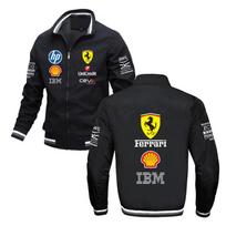 Ferrari F1 lenktyninė bomber striukė Su visų rėmėjų logotipų spaudiniu Apykaklė Vėjui atspari Motorsport Užtraukiama striukė S juoda