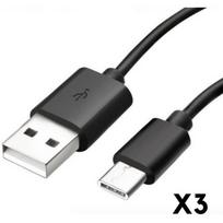 Cable USB-C pour Samsung S20 - S20 PLUS - S20 ULTRA - S20 FE - Cable chargeur Type USB-C Noir 1 Mètre [LOT 3] Phonillico®