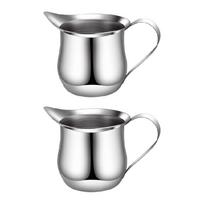 2Pcs Milk Frothing Pitcher Stainless Steels Small Bells Shape Creamer Mini Coffee Jugs for Baristas Cappuccino Espresso Cup 60