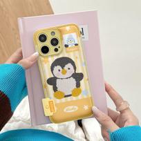 Cute yellow embroidered penguin Apple 17promax mobile phone case new iPhone16 women's autumn and winter drum bag anti-drop apple 11