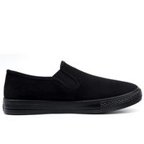 Men's One-Step Black Canvas Casual Shoes - Lightweight, Breathable, Comfortable, Stylish Footwear 39