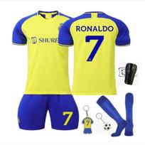 Vaikų Ronaldo Futbolo Džersio Rinkinys ANUTETOUNI® Geltonas Poliesteris Jaunimo Futbolo Uniforma Trumpomis Rankovėmis Marškinėliai + Šortai 110-120 CM