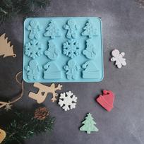 12 Kalėdų snaigės skrybėlės šokolado silikono formos įdėklai žvakių fondant sausainių formelių želė pudingo forma mėlyna