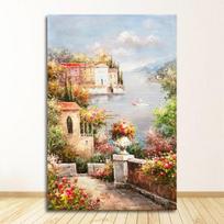 Drobės sienos paveikslas gyvenamojo kambario dekoravimui Plakatas ir spaudiniai Abstraktus Viduržemio jūros sodo kraštovaizdžio aliejinis paveikslas 21cm×30cm NoFrame