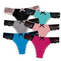 Sexy Women's Thong Panties Cotton G String Lace Transparent Underpants Bikini Briefs Underwear 6 PCS/Lot XL juoda