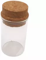 Stiklinis indelis su kamštiniu dangteliu