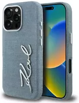 Dėklas Karl Lagerfeld FW Jeans Signature Logo iPhone 16 Pro Max Case - Mėlyna