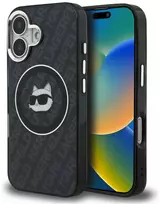„Karl Lagerfeld IML Choupette“ galvos logotipo „MagSafe“ dėklas, skirtas „iPhone 16“ – juodas
